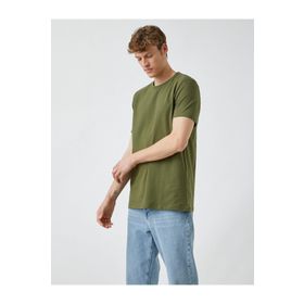 Koton 2YAM12141LK Açık İndigo Erkek Slim Fit Basic Tişört