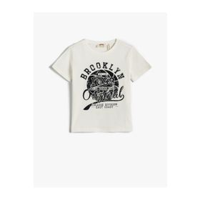 Koton 2YKB16014OK Şehir Baskılı Kısa Kollu Haki Erkek Çocuk T-Shirt