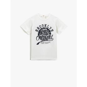 Koton 2YKB16014OK Şehir Baskılı Kısa Kollu Haki Erkek Çocuk T-Shirt