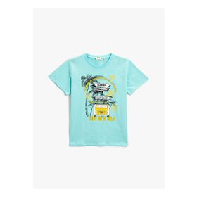 Koton 2YKB16111OK Bisiklet Yaka Normal Kalıp Baskılı Erkek Çocuk T-Shirt