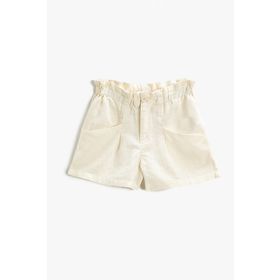 Koton 2YKG47065OW Kız Çocuk Keten Karışımlı Beli Lastikli Cepli Şort