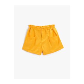 Koton 2YKG47065OW Kız Çocuk Keten Karışımlı Beli Lastikli Cepli Şort