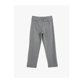 Koton 2YKG47957AW Kazayağı Desenli Kemerli Pantolon
