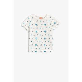 Koton 2YMB16196OK Çok Renkli Bisiklet Yaka Baskılı Bebek T-Shirt