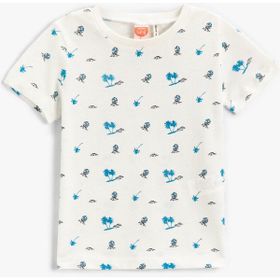 Koton 2YMB16196OK Çok Renkli Bisiklet Yaka Baskılı Bebek T-Shirt