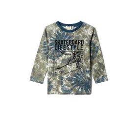 Koton 35I Erkek Çocuk Turuncu Desenli Batik Desenli Uzun Kollu Bisiklet Yaka T-shirt