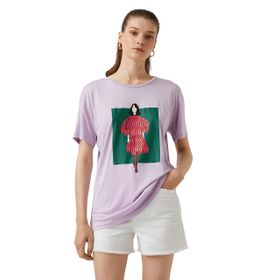 Koton 360 Figür Baskılı Modal Karışımlı Lila M Kadın T-Shirt