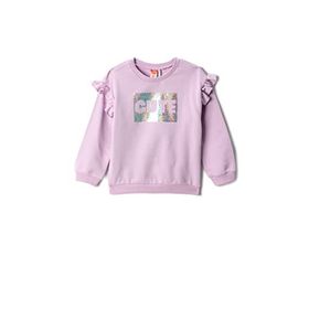 Koton 370 Kız Bebek Lila Fırfırlı Baskılı Uzun Kollu Bisiklet Yaka Şardonlu Sweatshirt