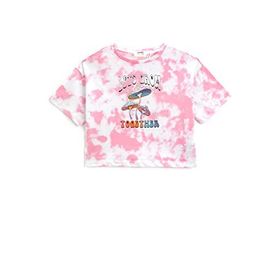 Koton 3D7 Kız Çocuk Lila Desenli Oversize Batik Desenli Kısa Kollu Bisiklet Yaka T-shirt