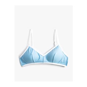 Koton 3SAK10017BM 610 Açık Mavi Çapraz Bağlama Detaylı Bikini Üstü