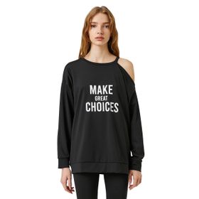 Koton 3SAK10017NK Siyah Pencere Detaylı Kadın Sweatshirt