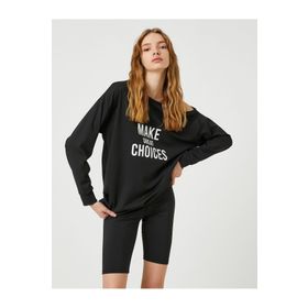 Koton 3SAK10017NK Siyah Pencere Detaylı Kadın Sweatshirt