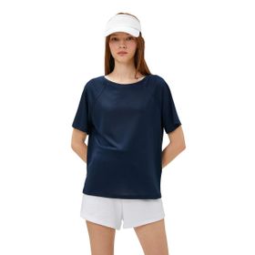 Koton 3SAK10040NK Lacivert Kayık Yaka Kadın T-shirt