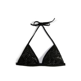 Koton 3SAK10167BM Siyah Kumaş Detaylı Kadın Bikini Üstü