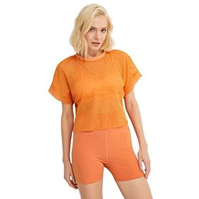 Koton 3SAK10253NK Turuncu Bisiklet Yaka File Kadın T-shirt