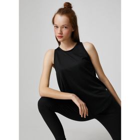 Koton 3SAK30002NK Siyah Polyester Kolsuz Kadın T-shirt