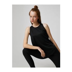 Koton 3SAK30002NK Siyah Polyester Kolsuz Kadın T-shirt