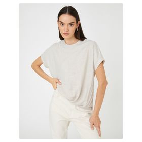 Koton 3SAK50005EK Bej Kadın T-Shirt