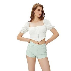 Koton 3SAK60463PW Korseli Gipeli Crop Kadın Bluz