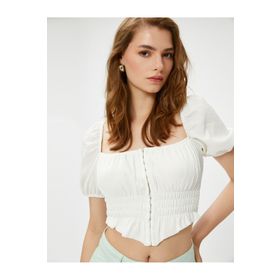 Koton 3SAK60463PW Korseli Gipeli Crop Kadın Bluz
