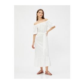 Koton 3SAK80062CW Omzu Açık Kuşaklı Kadın Elbise