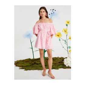 Koton 3SAK80386PW Omzu Açık Papatyalı Kadın Elbise