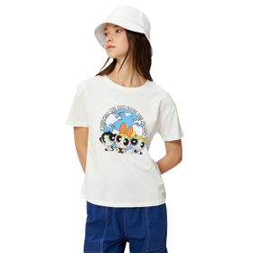 Koton 3SAL10025IK Ekru Powerpuff Pamuklu Kadın T-shirt