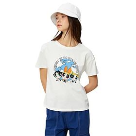 Koton 3SAL10025IK Ekru Powerpuff Pamuklu Kadın T-shirt