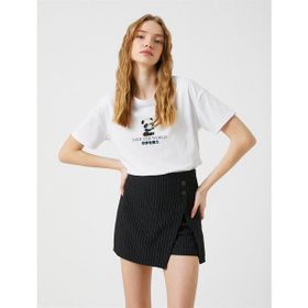 Koton 3SAL10026IK 010 Ekru Genç Kız Pamuk Jersey Kısa Kollu O Yaka T-shirt