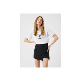 Koton 3SAL10026IK 010 Ekru Genç Kız Pamuk Jersey Kısa Kollu O Yaka T-shirt