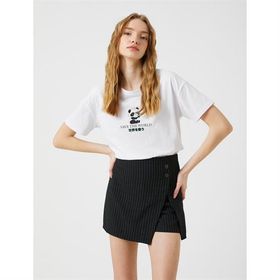 Koton 3SAL10026IK Ekru Kısa Kollu Kadın T-shirt