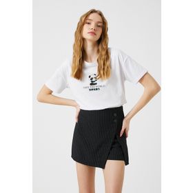 Koton 3SAL10026IK Ekru Kısa Kollu Kadın T-shirt