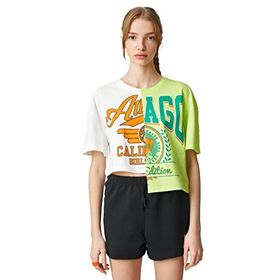 Koton 3SAL10038IK010 Ekru Kadın Crop T-Shirt