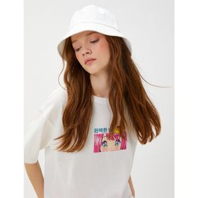 Koton 3SAL10048IK010 Beyaz Baskılı Kadın T-Shirt