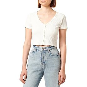Koton 3SAL10059IK002 Ekru Kadın Crop T-Shirt
