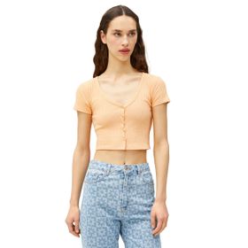 Koton 3SAL10059IK202 Turuncu Kadın Crop T-Shirt