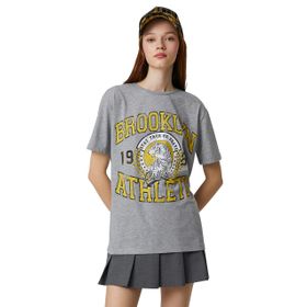 Koton 3SAL10061IK Gri Baskılı Kadın T-Shirt