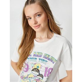 Koton 3SAL10064IK Beyaz Kadın T-shirt