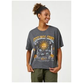 Koton 3SAL10084IK Antrasit Kadın T-Shirt