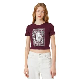 Koton 3SAL10119IK456 Bordo Kadın Crop T-Shirt