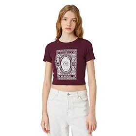 Koton 3SAL10119IK456 Bordo Kadın Crop T-Shirt