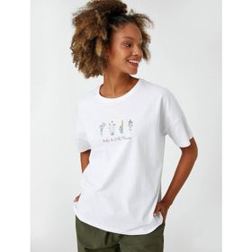Koton 3SAL10127IK Kırık Beyaz Kadın T-shirt
