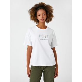 Koton 3SAL10127IK Kırık Beyaz Kadın T-shirt
