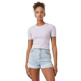 Koton 3SAL10138IK3S5 Lila Kadın Crop T-Shirt