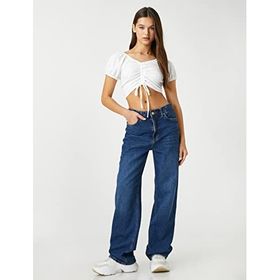 Koton 3SAL10144IK000 Beyaz Kadın Crop T-Shirt