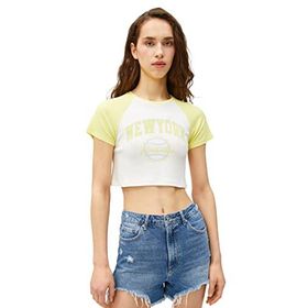 Koton 3SAL10161IK Ekru Baskılı Kadın T-shirt
