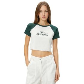 Koton 3SAL10161IK Ekru Baskılı Kadın T-shirt