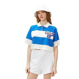 Koton 3SAL10194IK Mor Çizgili Kadın T-shirt