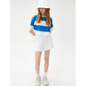 Koton 3SAL10194IK Mor Çizgili Kadın T-shirt