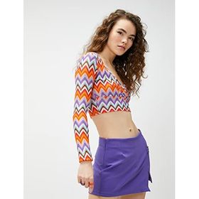 Koton 3SAL10195IK 2D0 Turuncu Geometrik Desenli Kadın T-shirt